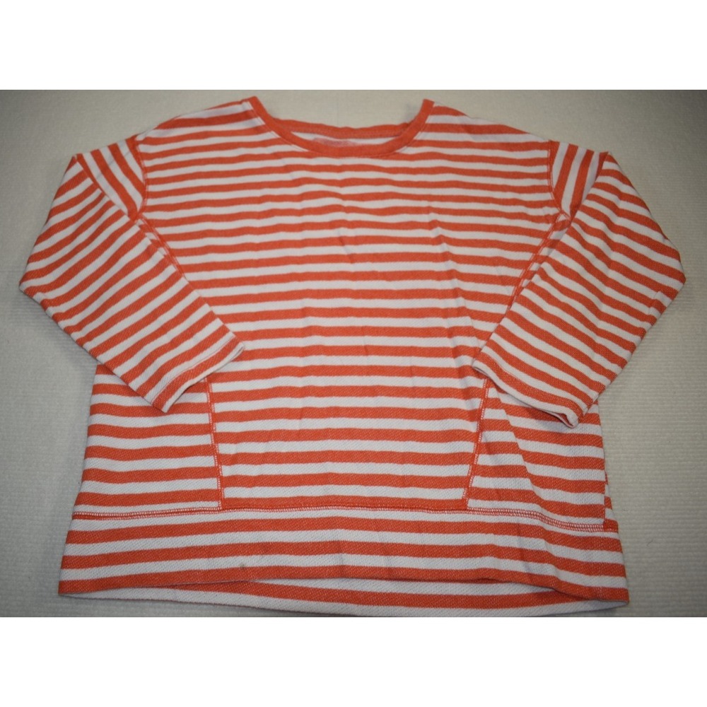 JCP Women's Size Medium Orange Ivory Striped Knit Long Sleeve Pullover Top